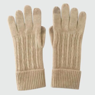 Gants femme hiver beige 100% cachemire