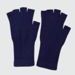 Gants mitaine pour femme tricotés en acrylique bleus