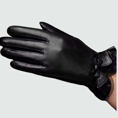 Gants femme en cuir à noeuds