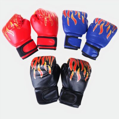 Gants de boxe pour enfants motif flammes en différentes couleurs