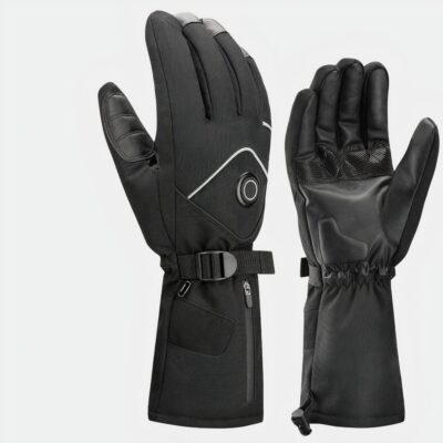 Gant de moto noir avec 2 batteries et une graduation en couleur de chaleur