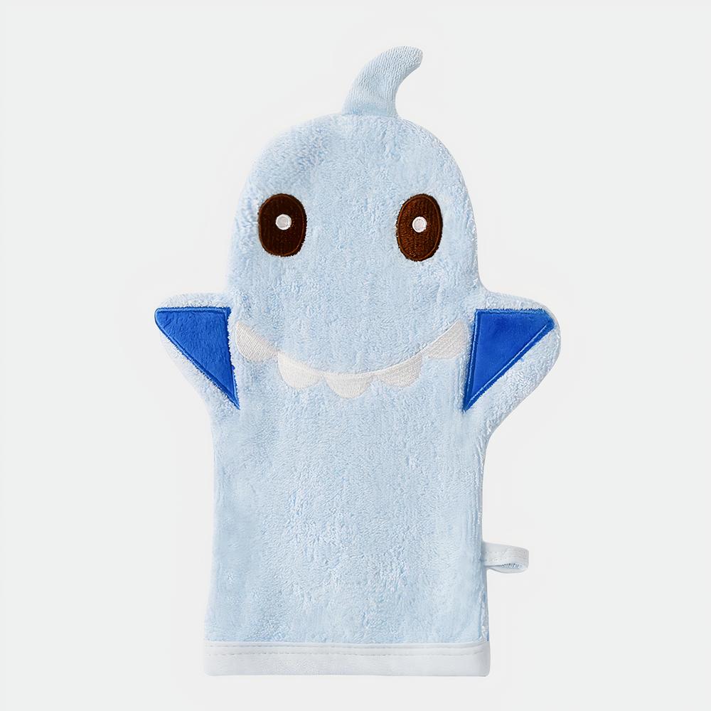 Gant de toilette pour enfant au design animalier Gant de toilette requin bleu façon cartoon pour enfant