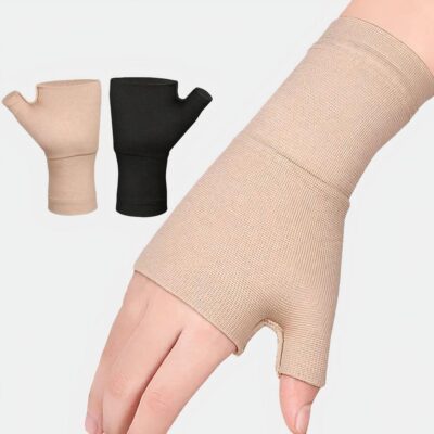 Gants anti-arthrose beiges et noirs