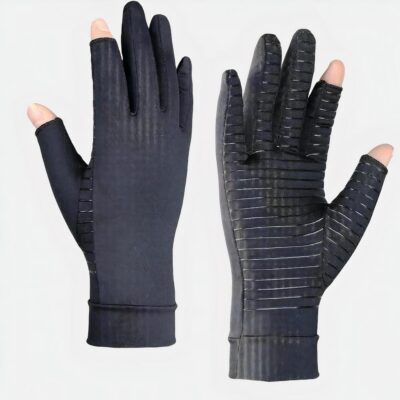 Gants anti-arthrose noirs avec deux doigts ouverts pour praticité