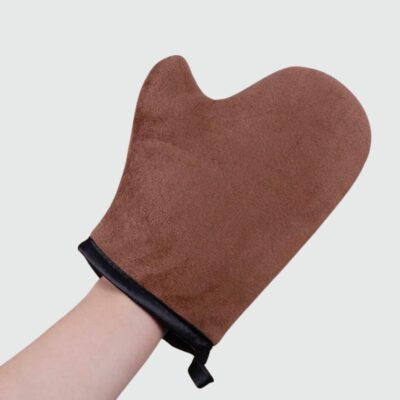 Gant autobronzant marron large à liseré noir