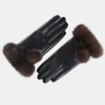 Gants en cuir véritable avec poignet en fourrure