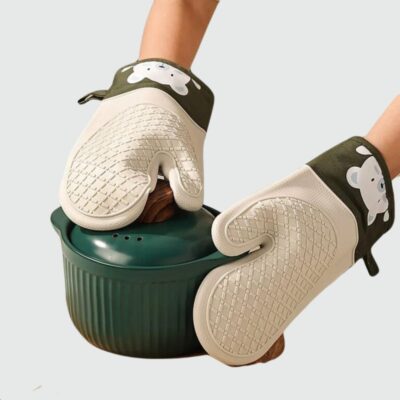 Gants anti-chaleur en silicone et tête d'ourson