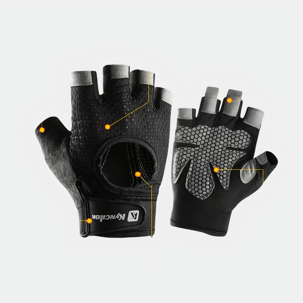 Gants agrippants pour la musculation Gants de musculation sur fond gris.