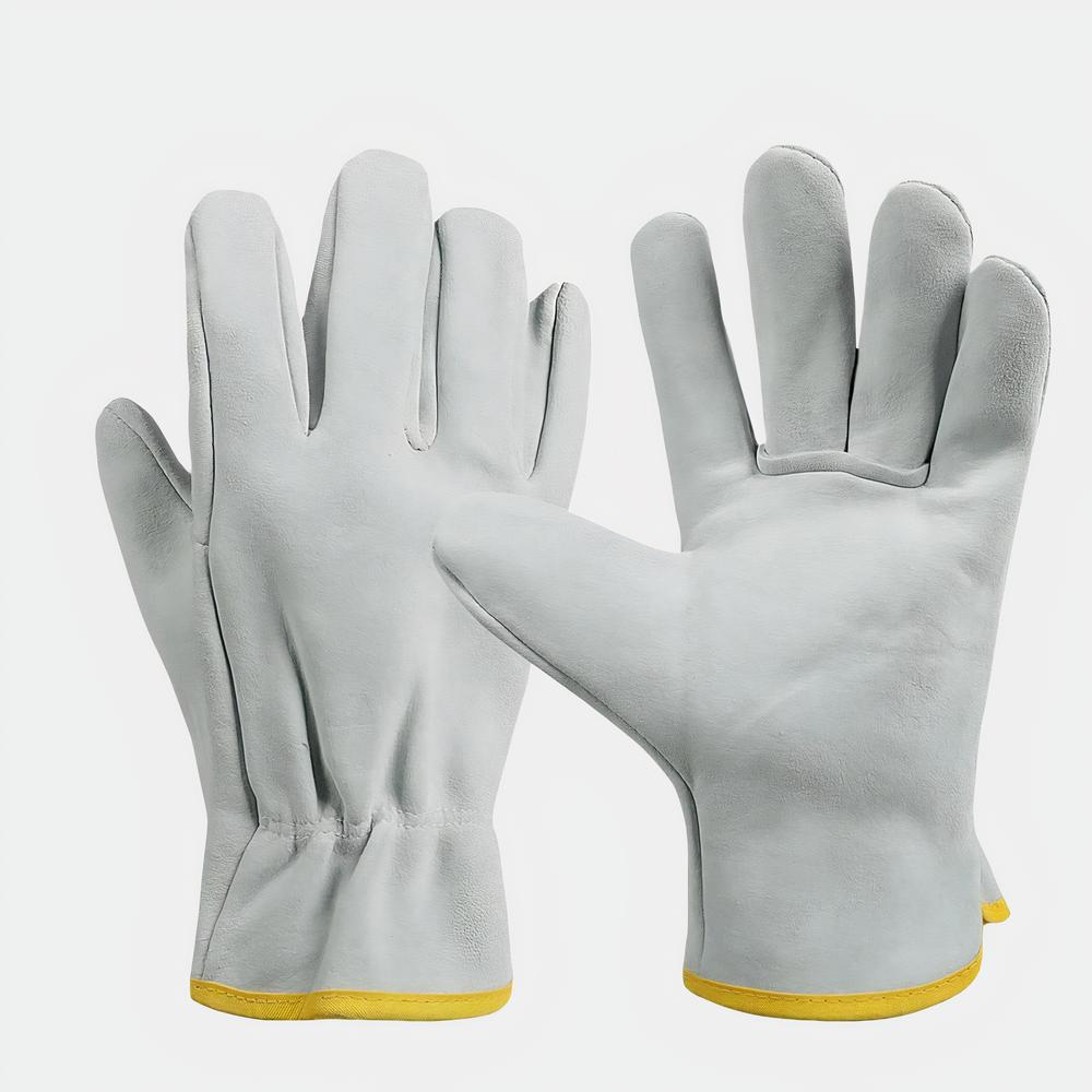 Gants de manutention poignet élastique Gants de manutention gris sur fond blanc.
