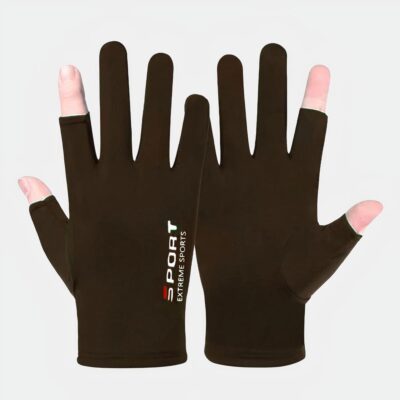 Sous-gants marron sur fond blanc.